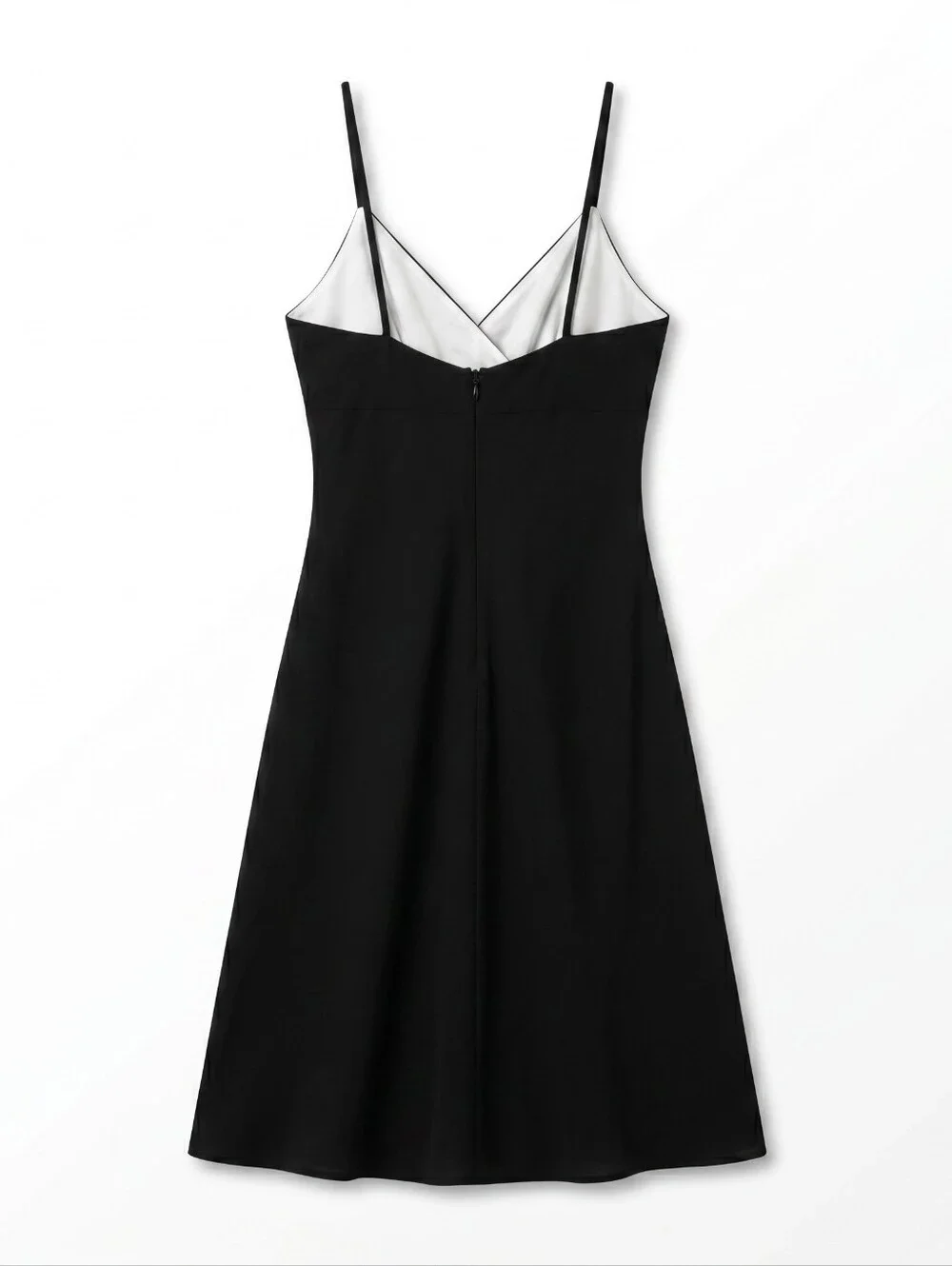 Helen Wang New York Black Contrast Trim V-Neck Slip Dress Size 4